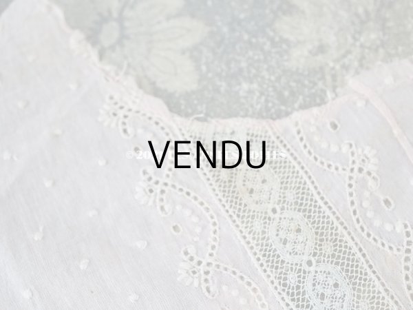 画像6: アンティーク  花&水玉の刺繍入り レース＆コットン生地 ピンク 57×41cm (6)
