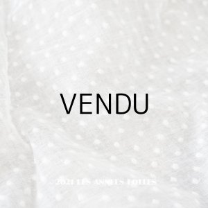 画像: アンティーク  ドット柄の刺繍入り コットン生地 