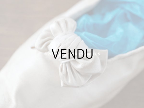 画像6: 1900年代 アンティーク リボンが結ばれた ウェディング シューズ オフホワイトのシルクサテン (6)