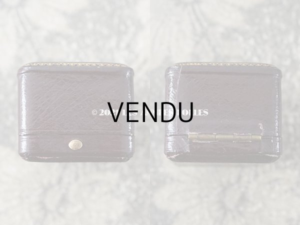 画像8: アンティーク 本革製 リングボックス ジュエリーボックス 金彩入り ボルドー (8)