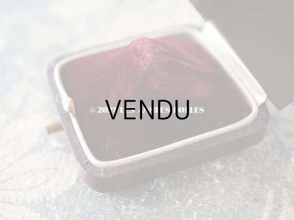 画像5: アンティーク 本革製 リングボックス ジュエリーボックス 金彩入り ボルドー (5)