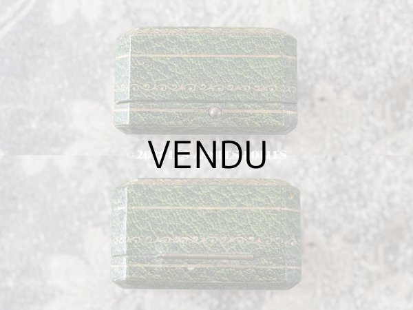 画像4: アンティーク  ピアス用 金彩入り ジュエリーボックス グリーン (4)