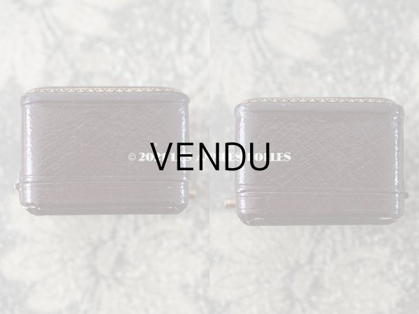 画像7: アンティーク 本革製 リングボックス ジュエリーボックス 金彩入り ボルドー (7)