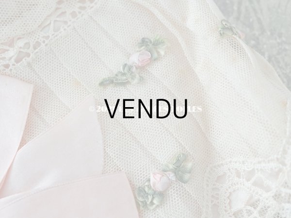 画像7: 1920年代 アンティーク ボネ ベビーピンクのシルクリボン & ロココトリム  (7)