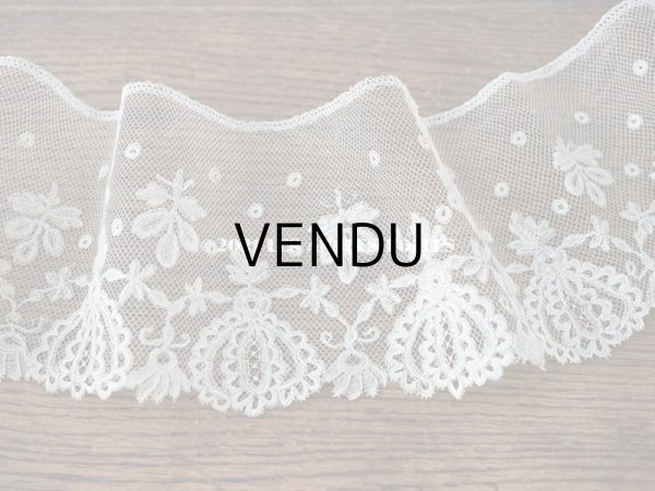 画像7: 19世紀 アンティーク  薔薇模様　手編みのボビンレース アプリカシオン・アングルテール 105cm 幅9.5cm   (7)