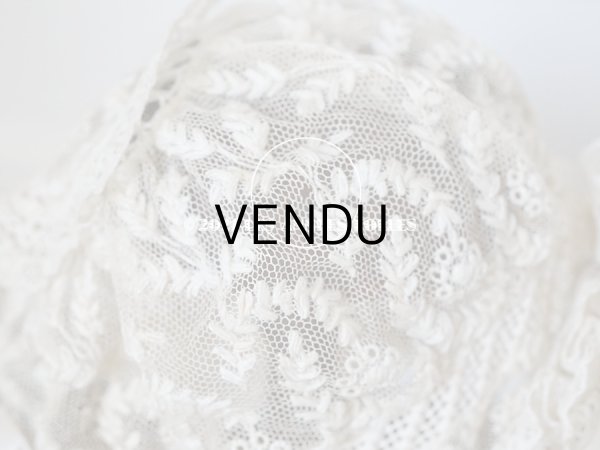 画像15: アンティーク ドール用 小さなボネ オフホワイトのシルクリボン＆手刺繍・手編みのレース (15)