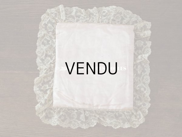 画像6: アンティーク リボンが結ばれたハンキーケース　ポシェット ピンク レース付き (6)