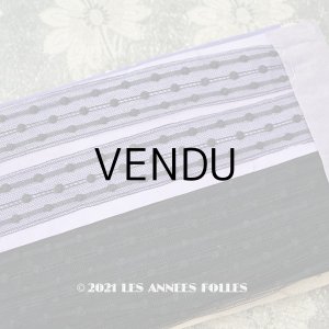 画像: 未使用 アンティーク レース 33m 黒 ドット＆ストライプ