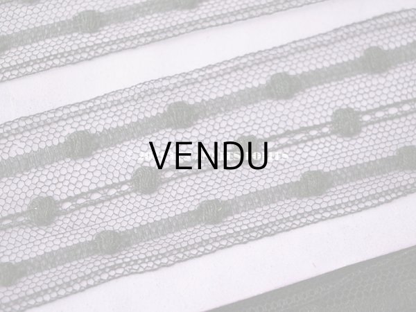 画像2: 未使用 アンティーク レース 33m 黒 ドット＆ストライプ (2)