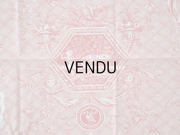 画像3: 1900年代 アンティーク 天使＆鳥＆スフィンクス　 コットン製ファブリック   (3)