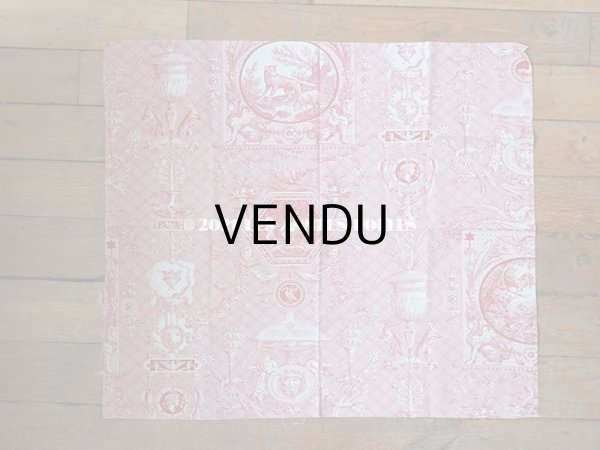 画像7: 1900年代 アンティーク 天使＆鳥＆スフィンクス　 コットン製ファブリック   (7)