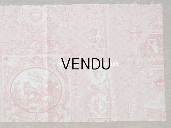 画像14: 1900年代 アンティーク 天使＆鳥＆スフィンクス　 コットン製ファブリック   (14)