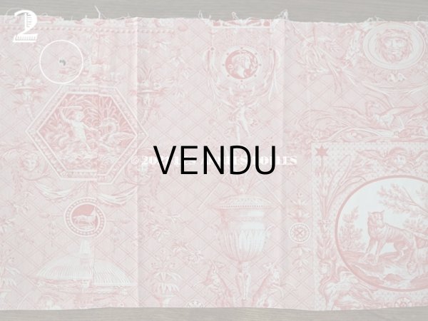 画像11: 1900年代 アンティーク 天使＆鳥＆スフィンクス　 コットン製ファブリック   (11)