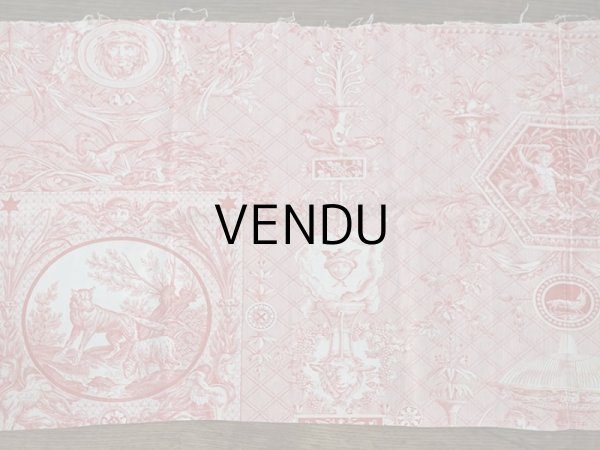 画像12: 1900年代 アンティーク 天使＆鳥＆スフィンクス　 コットン製ファブリック   (12)