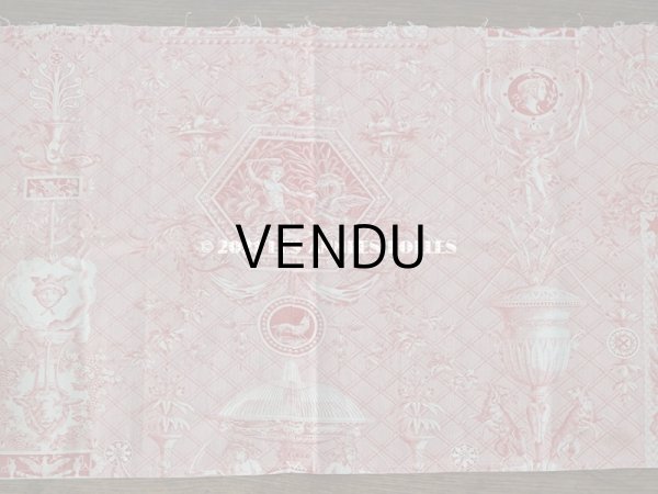 画像9: 1900年代 アンティーク 天使＆鳥＆スフィンクス　 コットン製ファブリック   (9)