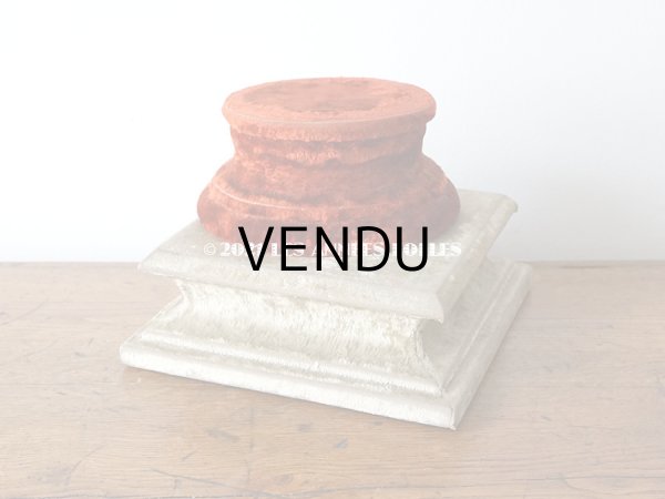 画像7: アンティーク ベルベットの大きな台座 オリーブグリーン スクエア型　 (7)