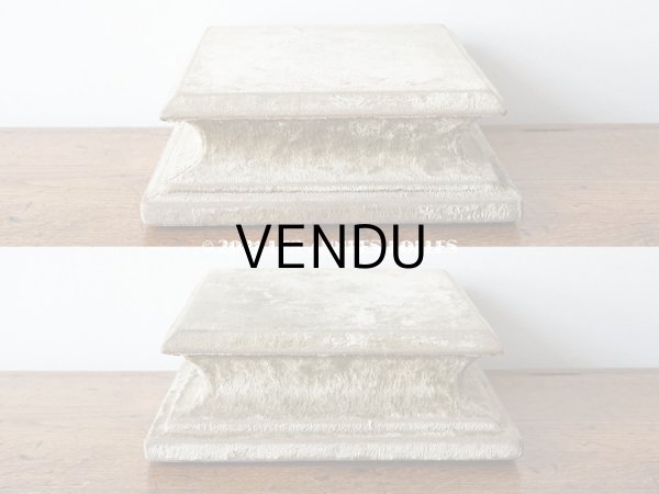 画像6: アンティーク ベルベットの大きな台座 オリーブグリーン スクエア型　 (6)