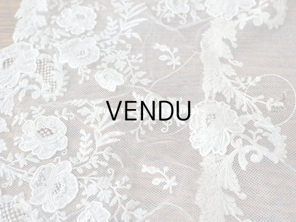 画像14: アンティーク  ウェディングヴェール  約210×194cm アプリカシオン・ブリュッセル (ニードルレース & ボビンレース)　 (14)