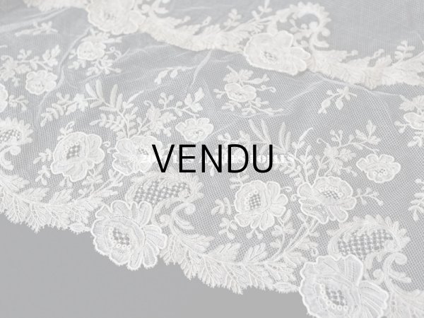画像18: アンティーク  ウェディングヴェール  約210×194cm アプリカシオン・ブリュッセル (ニードルレース & ボビンレース)　 (18)