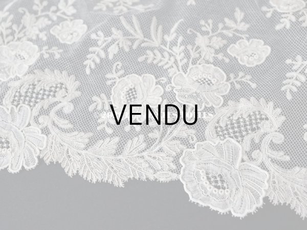 画像19: アンティーク  ウェディングヴェール  約210×194cm アプリカシオン・ブリュッセル (ニードルレース & ボビンレース)　 (19)