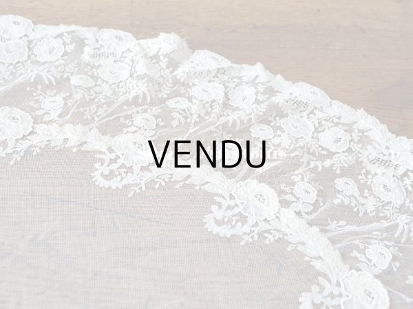 画像9: アンティーク  ウェディングヴェール  約210×194cm アプリカシオン・ブリュッセル (ニードルレース & ボビンレース)　 (9)