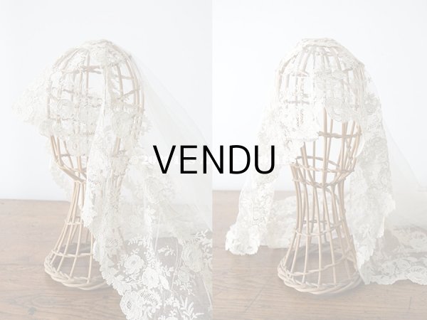 画像6: アンティーク  ウェディングヴェール  約210×194cm アプリカシオン・ブリュッセル (ニードルレース & ボビンレース)　 (6)