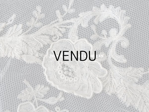 画像20: アンティーク  ウェディングヴェール  約210×194cm アプリカシオン・ブリュッセル (ニードルレース & ボビンレース)　 (20)