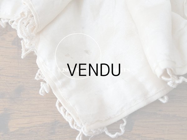 画像17: アンティーク シルク製 小さな女の子用 帽子 アイボリー色 ピンクベージュのリボン＆レース (17)