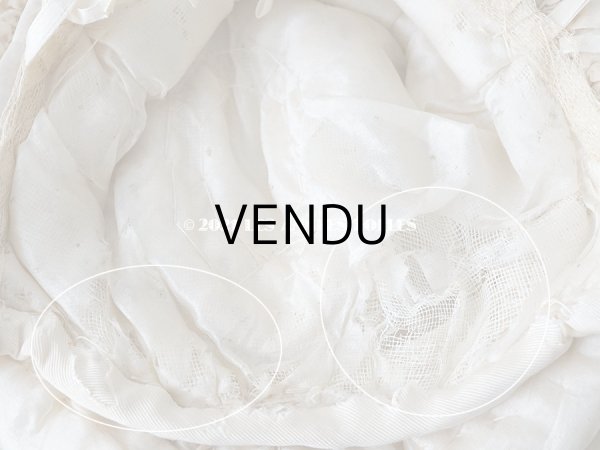 画像15: アンティーク シルク製 小さな女の子用 帽子 アイボリー色 ピンクベージュのリボン＆レース (15)