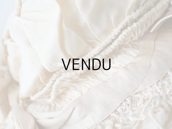 画像12: アンティーク シルク製 小さな女の子用 帽子 アイボリー色 ピンクベージュのリボン＆レース (12)