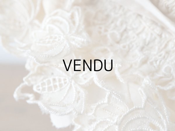 画像10: アンティーク シルク製 小さな女の子用 帽子 アイボリー色 ピンクベージュのリボン＆レース (10)