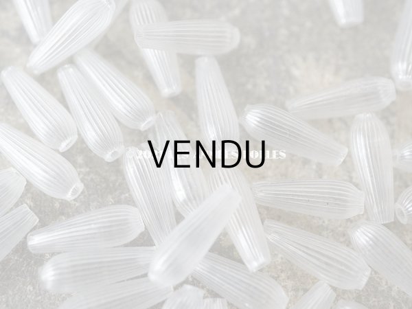 画像5:  【11周年セール対象外】 アンティーク スフレビーズ ライン入り 半透明 ドロップ型 4×11mm 吹きガラス製ビーズ 約130ピースのセット (5)