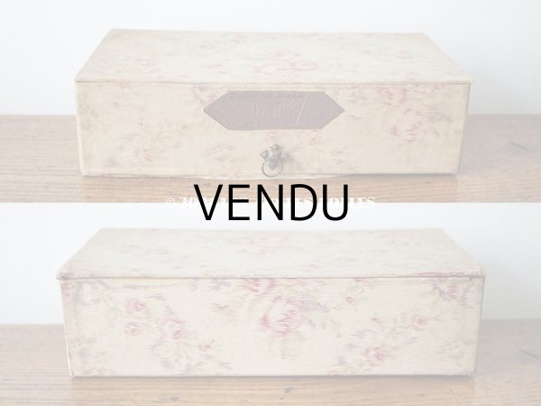 画像6: 【11周年セール対象外】 1900年代 アンティーク 薄紫色のリボン & 薔薇のガーランド  カルトナージュボックス　グローブ入れ チェストの引き出し　GANTS (6)