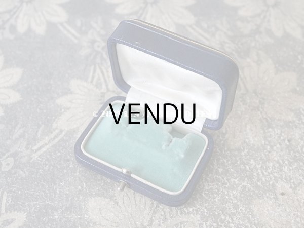 画像7: 【11周年セール対象外】　1900年代 アンティーク 本革製 金彩入り ジュエリーボックス ダークブルー (7)