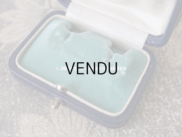 画像8: 【11周年セール対象外】　1900年代 アンティーク 本革製 金彩入り ジュエリーボックス ダークブルー (8)