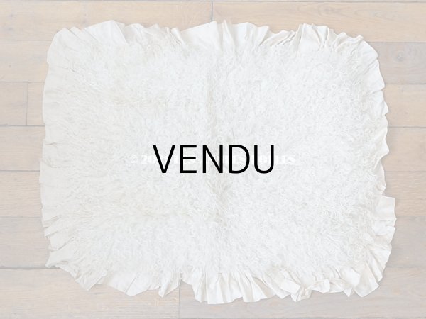 画像5: 【11周年セール対象外】 アンティーク  ベビー用 ベッドカバー オフホワイトのファー & ピンクベージュ  73.5×59.5cm (5)