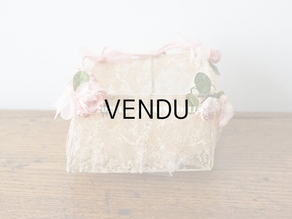 画像5: 【11周年セール対象外】 アンティーク ピンクの薔薇の布花付 ウェディングのドラジェ用パニエ マリアージュ (5)