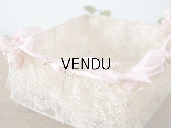 画像13: 【11周年セール対象外】 アンティーク ピンクの薔薇の布花付 ウェディングのドラジェ用パニエ マリアージュ (13)