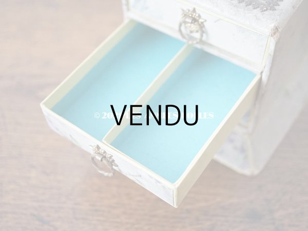 画像11: 【11周年セール対象外】 アンティーク 薄紫の花模様 エパングルケース ベルベットのピンクッション＆ 3段の引き出し (11)