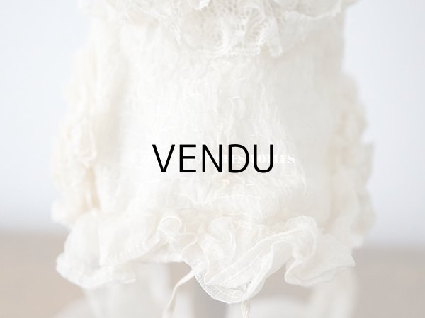 画像12: 【11周年セール対象外】 アンティーク ドール用 シルクオーガンジーのリボン付 フリル＆レースのボネ (12)