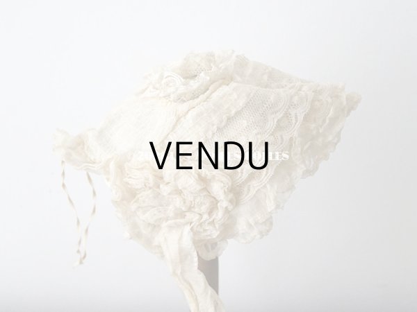 画像5: 【11周年セール対象外】 アンティーク ドール用 シルクオーガンジーのリボン付 フリル＆レースのボネ (5)