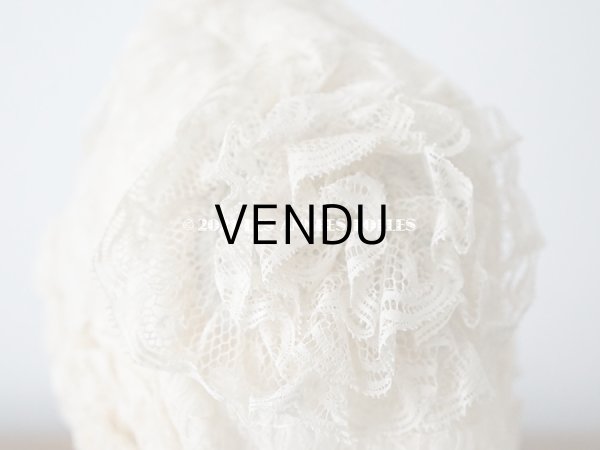 画像11: 【11周年セール対象外】 アンティーク ドール用 シルクオーガンジーのリボン付 フリル＆レースのボネ (11)