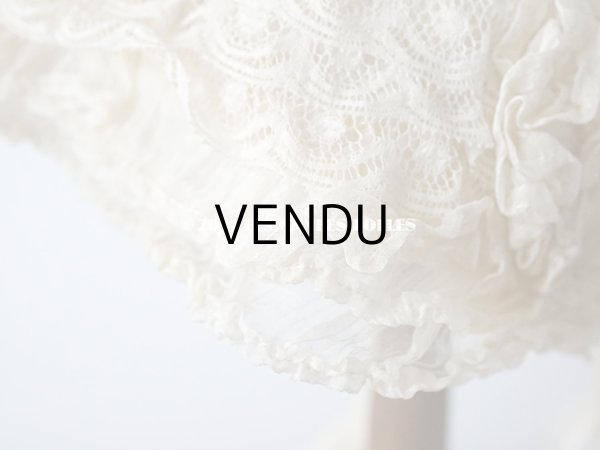 画像9: 【11周年セール対象外】 アンティーク ドール用 シルクオーガンジーのリボン付 フリル＆レースのボネ (9)