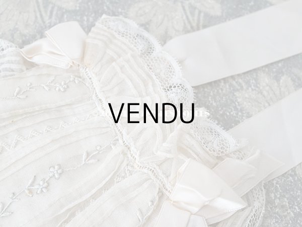 画像7: 【11周年セール対象外】 アンティーク  初聖体のオモニエール 淡いピンクのシルクリボン & 花刺繍入りレースのフリル (7)