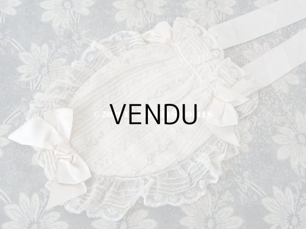 画像3: 【11周年セール対象外】 アンティーク  初聖体のオモニエール 淡いピンクのシルクリボン & 花刺繍入りレースのフリル (3)