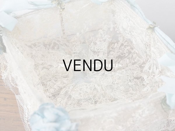 画像4: アンティーク ブルーの薔薇の布花付 ウェディングのドラジェ用パニエ マリアージュ (4)