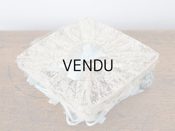 画像5: アンティーク ブルーの薔薇の布花付 ウェディングのドラジェ用パニエ マリアージュ (5)