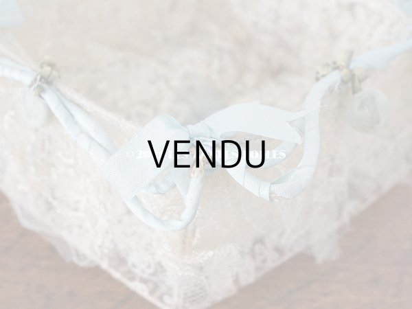 画像12: アンティーク ブルーの薔薇の布花付 ウェディングのドラジェ用パニエ マリアージュ (12)