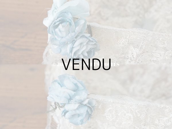 画像8: アンティーク ブルーの薔薇の布花付 ウェディングのドラジェ用パニエ マリアージュ (8)