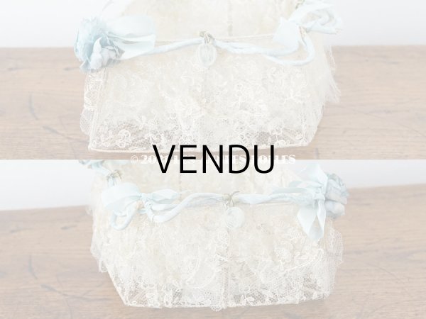 画像14: アンティーク ブルーの薔薇の布花付 ウェディングのドラジェ用パニエ マリアージュ (14)